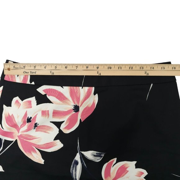 Ann Taylor Factory Floral Pencil Skirt Womens Sz 10 Black Pink Back Zip Slit NEW - Picture 3 of 16